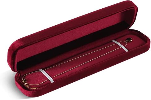 Resilient Velvet Bracelet Necklace Display Box, Long Chain Pendant Jewelry Storage Box, Anniversary Valentine Christmas Jewelry Packing Case in Kuwait