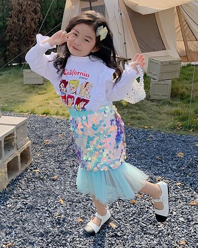 Toddler Mermaid Skirt Girls Sparkle Sequin Tail in Kuwait
