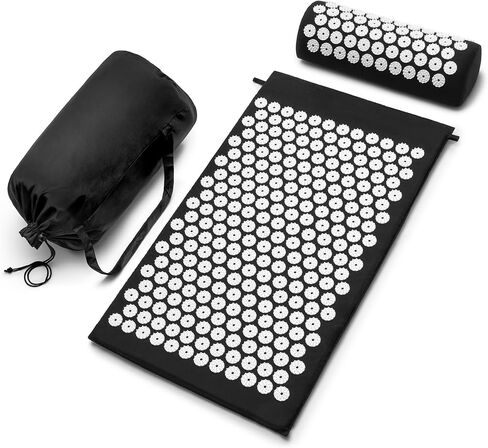 Sivan Back and Neck Pain Relief Acupressure Mat and Pillow Set, Chronic Back Pain Treatment - Relieves Your Stress of Lower Upper Back and Sciatic Pain - Black in Kuwait