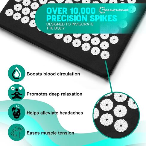 Sivan Back and Neck Pain Relief Acupressure Mat and Pillow Set, Chronic Back Pain Treatment - Relieves Your Stress of Lower Upper Back and Sciatic Pain - Black in Kuwait