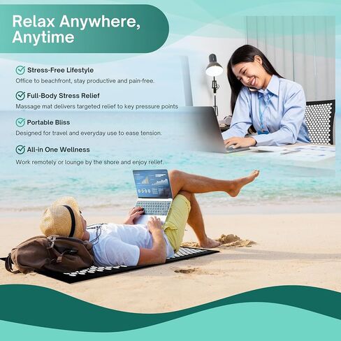 Sivan Back and Neck Pain Relief Acupressure Mat and Pillow Set, Chronic Back Pain Treatment - Relieves Your Stress of Lower Upper Back and Sciatic Pain - Black in Kuwait