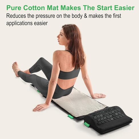 Acupressure Mat and Pillow Set,Natural Eco-Friendly Linen & Coconut Fiber,Acupressure Mat FSA/HSA Eligible,Relieves Stress & Tension,with Carrying Bag,Full Body Pro Set(Black) in Kuwait