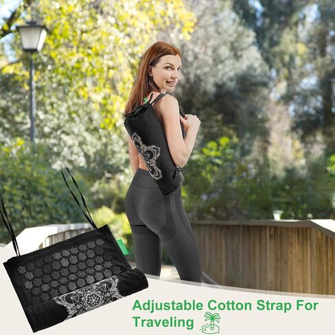 Acupressure Mat and Pillow Set,Natural Eco-Friendly Linen & Coconut Fiber,Acupressure Mat FSA/HSA Eligible,Relieves Stress & Tension,with Carrying Bag,Full Body Pro Set(Black) in Kuwait