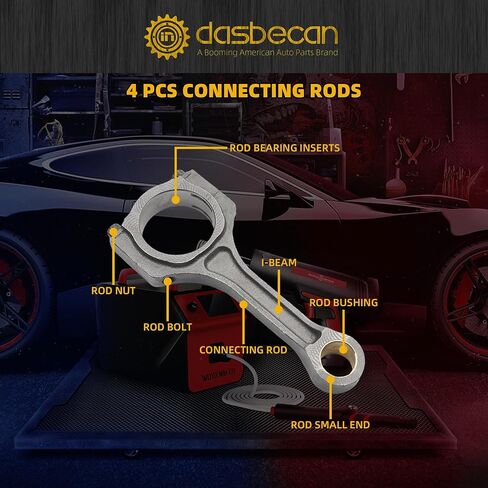 Dasbecan 2.4L محرك مجموعة مكبس المحرك مع مجموعة القضبان المتوافقة مع Hyundai Sonata 2011-2019 Tucson 2014-2019 Kia Optima Sorento 2011-2019 Kia Sportage 2014-2019 استبدال# 23040-2g200 23040-25200 in Kuwait