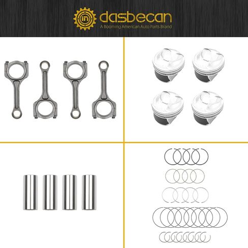 Dasbecan 2.4L محرك مجموعة مكبس المحرك مع مجموعة القضبان المتوافقة مع Hyundai Sonata 2011-2019 Tucson 2014-2019 Kia Optima Sorento 2011-2019 Kia Sportage 2014-2019 استبدال# 23040-2g200 23040-25200 in Kuwait