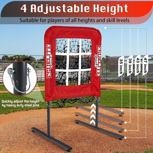 Heavy-Duty 9 Hole Pitching Net with Strike Zone, Baseball/Softball Pitching Target, Portable Height-Adjustable Pitcher Training Equipment, Includes 4 Ground Stakes and 2 Sandbags in Saudi Arabia