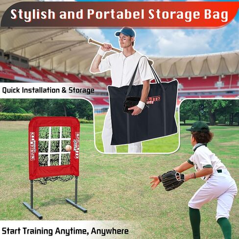 Heavy-Duty 9 Hole Pitching Net with Strike Zone, Baseball/Softball Pitching Target, Portable Height-Adjustable Pitcher Training Equipment, Includes 4 Ground Stakes and 2 Sandbags in Saudi Arabia