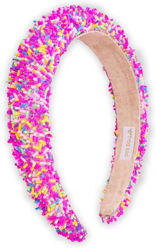 FROG SAC Headband for Girls - Sprinkle Padded Head Bands for Kids, Puffy Toddler Headbands, Little Girl Confetti Hair Band Accessories, Pink Candy Hairbands, Easter Basket Fillers Stocking Stuffers in Kuwait