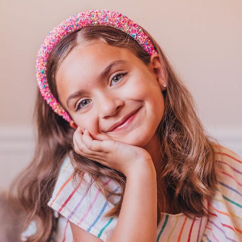 FROG SAC Headband for Girls - Sprinkle Padded Head Bands for Kids, Puffy Toddler Headbands, Little Girl Confetti Hair Band Accessories, Pink Candy Hairbands, Easter Basket Fillers Stocking Stuffers in Kuwait