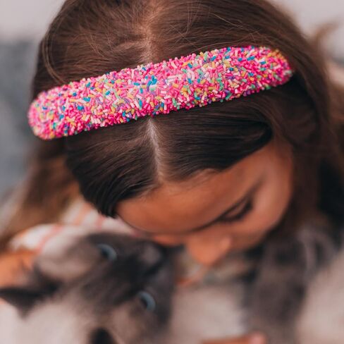 FROG SAC Headband for Girls - Sprinkle Padded Head Bands for Kids, Puffy Toddler Headbands, Little Girl Confetti Hair Band Accessories, Pink Candy Hairbands, Easter Basket Fillers Stocking Stuffers in Kuwait