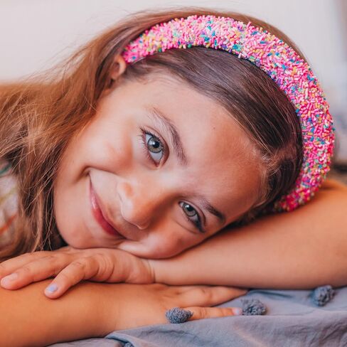 FROG SAC Headband for Girls - Sprinkle Padded Head Bands for Kids, Puffy Toddler Headbands, Little Girl Confetti Hair Band Accessories, Pink Candy Hairbands, Easter Basket Fillers Stocking Stuffers in Kuwait