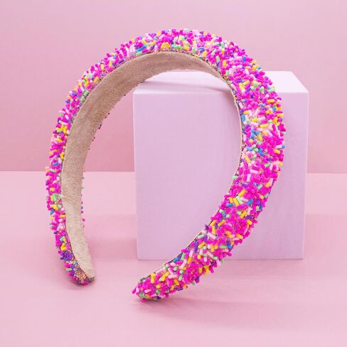 FROG SAC Headband for Girls - Sprinkle Padded Head Bands for Kids, Puffy Toddler Headbands, Little Girl Confetti Hair Band Accessories, Pink Candy Hairbands, Easter Basket Fillers Stocking Stuffers in Kuwait
