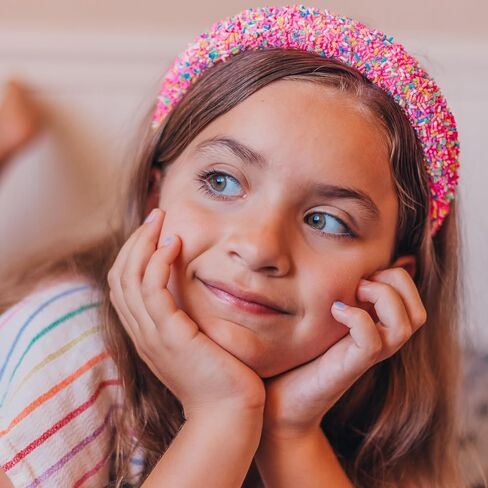FROG SAC Headband for Girls - Sprinkle Padded Head Bands for Kids, Puffy Toddler Headbands, Little Girl Confetti Hair Band Accessories, Pink Candy Hairbands, Easter Basket Fillers Stocking Stuffers in Kuwait