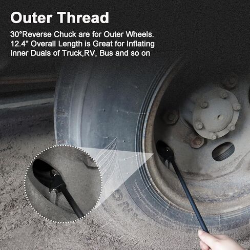 Godeson Air Chuck ، 12 "تمتد الهواء الممتد من إطارات ， تشاك الهواء المزدوج الثقيل لتضخم الإطارات ، 1/4" in Kuwait