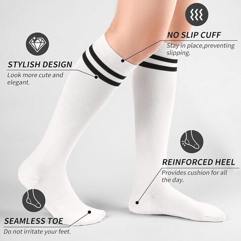 FGZ Girls Unisex Knee High Socks Seamless Cotton School Uniform Dress Socks,3 Pairs in Kuwait
