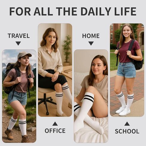 FGZ Girls Unisex Knee High Socks Seamless Cotton School Uniform Dress Socks,3 Pairs in Kuwait