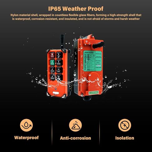 F21-E1B Crane Remote Remote Control 8 Button Industrial Remote Remote Control 2 Transmitters Radio Radio Remote Control 12V-440V Controller (2 Transmitter + 1 Receiver Orange) in Kuwait