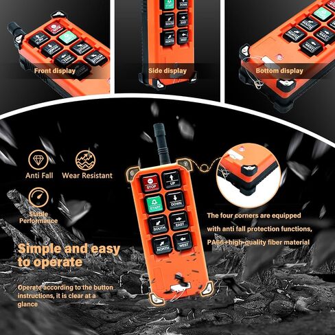 F21-E1B Crane Remote Remote Control 8 Button Industrial Remote Remote Control 2 Transmitters Radio Radio Remote Control 12V-440V Controller (2 Transmitter + 1 Receiver Orange) in Kuwait