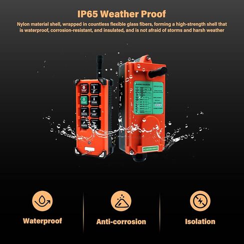 F21-E1B Crane Industrial Remote Control 8 Button Industrial Wireless Remote Control 2 Transmitters Radio Remote Control 12V-440V Hoist Lift Controller (2 Transmitter + 1 Receiver Orange) in Kuwait