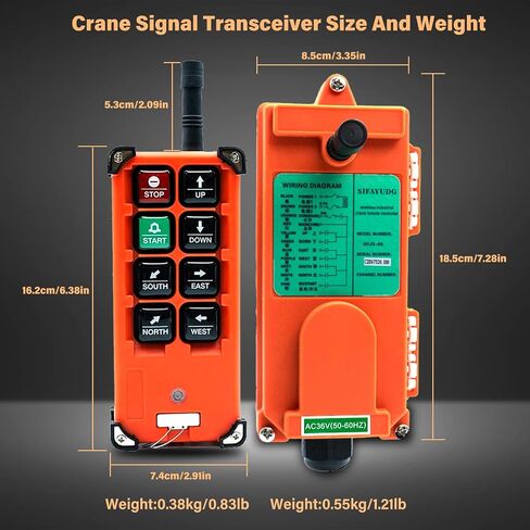 F21-E1B Crane Remote Remote Control 8 Button Industrial Remote Remote Control 2 Transmitters Radio Radio Remote Control 12V-440V Controller (2 Transmitter + 1 Receiver Orange) in Kuwait