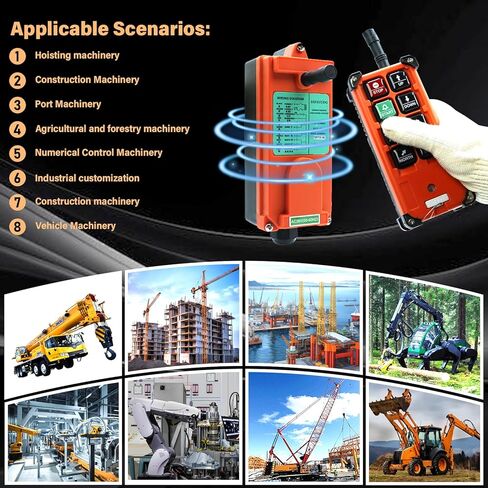 F21-E1B Crane Industrial Remote Control 8 Button Industrial Wireless Remote Control 2 Transmitters Radio Remote Control 12V-440V Hoist Lift Controller (2 Transmitter + 1 Receiver Orange) in Kuwait