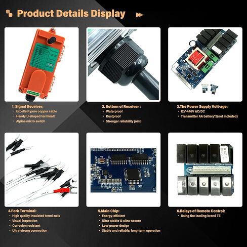 F21-E1B Crane Industrial Remote Control 8 Button Industrial Wireless Remote Control 2 Transmitters Radio Remote Control 12V-440V Hoist Lift Controller (2 Transmitter + 1 Receiver Orange) in Kuwait