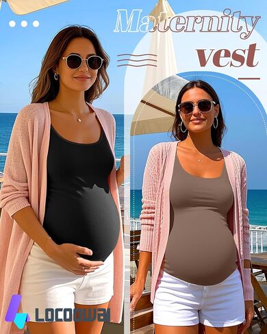 3 Pack Maternity Tank Tops Pregnancy Sleeveless Yoga Workout Cotton Shirts Scoop Neck Racer Back Athletic Tees in Kuwait