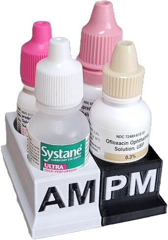 Znet3D Eye Drops Bottle Organizer & Tracker – AM/PM 4-Slot (White/Pink) in Kuwait