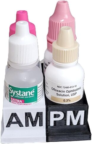 Znet3D Eye Drops Bottle Organizer & Tracker – AM/PM 4-Slot (White/Pink) in Kuwait