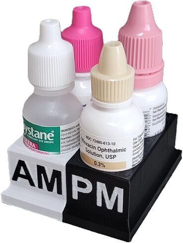 Znet3D Eye Drops Bottle Organizer & Tracker – AM/PM 4-Slot (White/Pink) in Kuwait