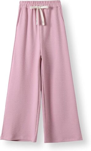 Girls Wide Leg Sweatpants Straight Leg Jogger Sweatpants Kids High Waist Baggy Loose Pants with Drawstring in Kuwait