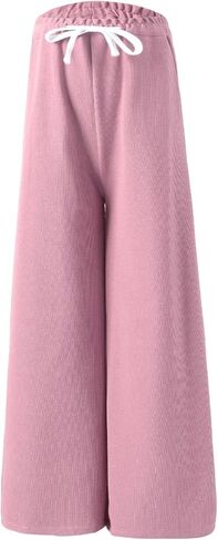 Girls Wide Leg Sweatpants Straight Leg Jogger Sweatpants Kids High Waist Baggy Loose Pants with Drawstring in Kuwait