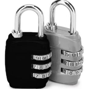 2 Pack Combination Lock, 3-Digit Padlock Keyless, Resettable Luggage Locks for Backpack, Gym & School & Employee Locker, Backyard Gate, Weatherproof Travel Lock for Fence, Hasp, Case-Silver & Red