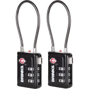 Brinks TSA Accepted Indicator Luggage Lock, Black - Ressetable Combination, 2.5 inch Long Shackle, New More Secure TSA008 Key, 2 Pack