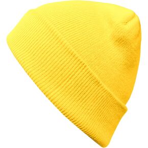PFFY Beanie for Men Women Soft Winter Beanies Hats Mens Skull Caps Knit Cuffed Hat Yellow