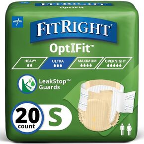 FitRight Ultra Adult Diapers, Disposable Incontinence Briefs, Leak-Proof Diaper, Absorbent Briefs For Men and Women, Maximum Protection, Medium, 32 – 44 in, 20 briefs per bag