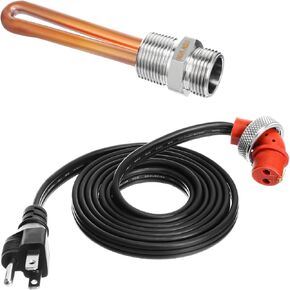 Landhoow 3500043 Engine Block Immersion Heater Compatible with Mercury, Lincoln, International, Caterpillar, Detroit Diesel, Hino, Mack, Nissan, 3/4" Npt Thread 120 Volts 1000 Watts 16awg 6feet
