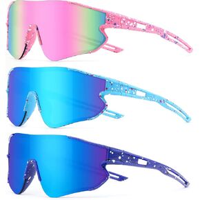 3 pack Kids Sunglasses Youth Baseball Sunglasses for Boys Girls Softball Beach Running Sun Glasses UV Protection