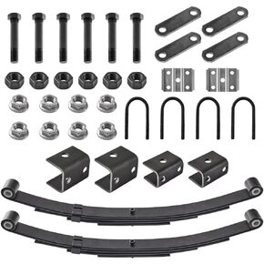 RV Murts 4 Trail Trailer Axle Springs Tandem Tandem Kit لعجلة محور العربة 3500 رطل مع U-Bolt و Stands و Shackle Kit ، وأجزاء وملحقات مقطورة القوارب ، دائمة (مجموعة) (مجموعة)