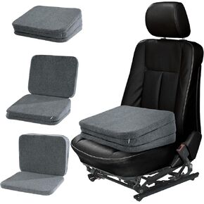 HOMBYS Adjustable Car Booster Seat for Short Drivers, 3 Heights for Different People, Adult Car Seat Cushions for Driving, Supportive Car Seat Pad for Lower Back Pain Reduce, (17"x13.8"x6.3", Grey)