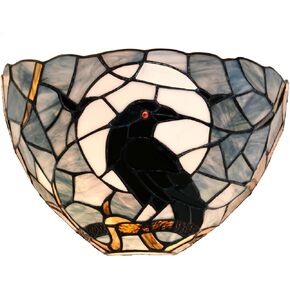 Bieye L10958 Raven يجلس على فرع الشجرة ضد البكل القمر Tiffany على غرار الجدار الزجاجي المملوءة بإضاءة الإضاءة لديكور المنزل