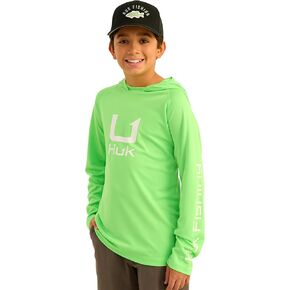 Huk Boys Icon Hoodie ، قميص الصيد مع حماية من أشعة الشمس للأطفال