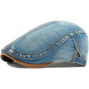 Denim Newsboy Hats Flat Cap for Men Women Adjustable Ivy Gatsby Cabbie Driving Hat