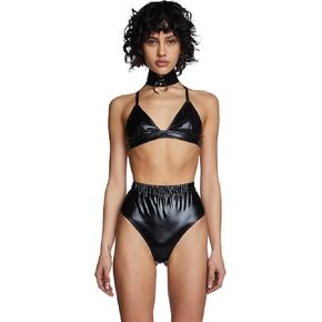 Dolls Kill Cosmic Ace Metallic Bra Top by Club Exx - Triangle Triangle Top مع الأشرطة القابلة للتعديل