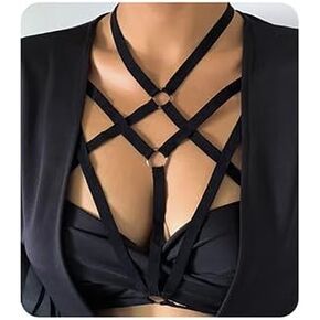 Wiwpar Sexy Lingerie Cage Bra Harness Cupless Strappy Bralette Elastic Bra Body Harness Belly Belts for Women (Style 4)
