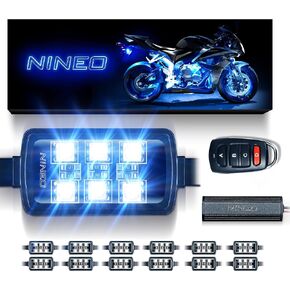 NINEO 12PCS Motorcycle LED Light Kit, Motorcycle Underglow Lights with Brake Light Fit for Most Motorcycles Carts Trikes Cruiser Scooter ATV UTV - Pack of 12
