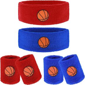 6 PCS مجموعة عرقها ، بما في ذلك 4 رطوبة Wicking Athletic Wristband و Deftbands معصم التعرق الرياضة Terry Terry Sweat Band Band for Workout for Kids Teens