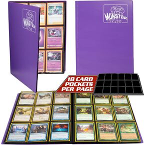 Monster Binder - ألبوم بطاقات التداول 9 جيوب - أرجواني غير لامع - يحمل 360 بطاقة يوجيو، وماجيك، وبوكيمون