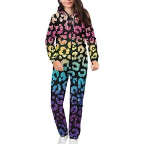 نساء قطعة واحدة بيجاما رومبير الأكمام الطويلة دافئ هوديز بذلة ناعمة دافئة Zip Up Onesies Lightgown
