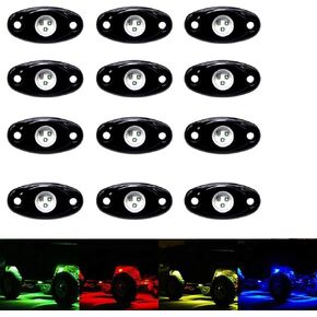 OPP ULITE RGB Led Rock Lights 12Pods, APP Control Rock Light Kit, DIY Color Timing Music Flashing Mode, Interior Underglow Lights for Jeep Offroad Trucks UTV SUV ATV Motorcycle Boats